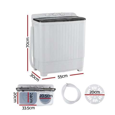 Devanti Portable Washing Machine Twin Tub 4.5KG