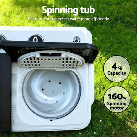 Devanti Portable Washing Machine Twin Tub 7KG White