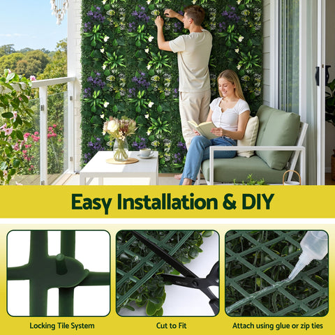 Gardeon 4PCS Artificial Plant Wall Panels 40X60CM Boxwood Panel Hedge Grass Backdrop Backyard Green Decor