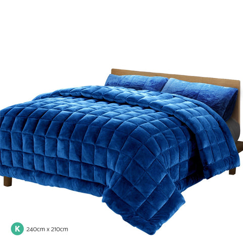 Giselle Bedding Faux Mink Quilt Blue King