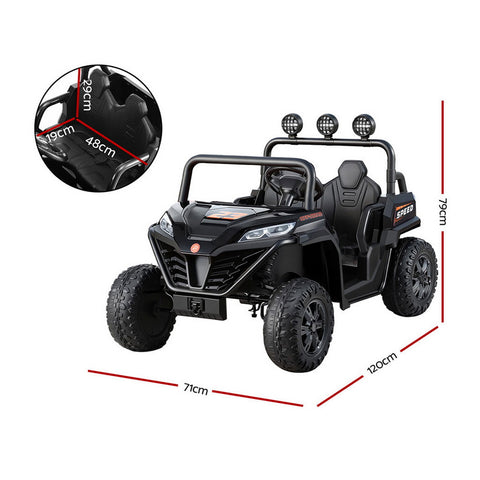Rigo Kids Ride On Car Electric Toys Cars Headlight Music Remote Control Black