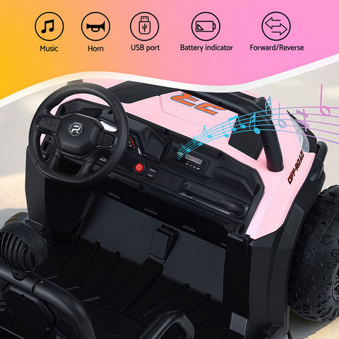 Rigo Kids Ride On Car Electric Toys Cars Headlight Music Remote Control Pink