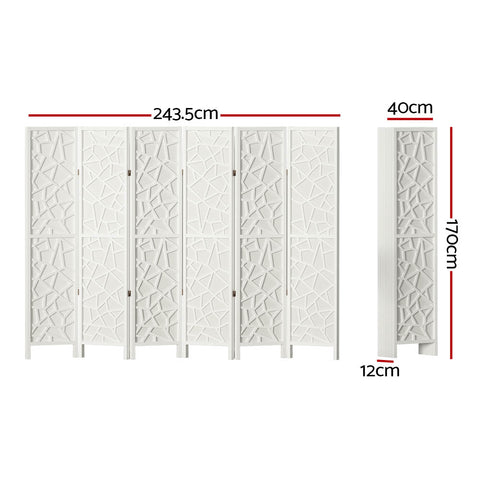 Artiss 6 Panel Room Divider Screen 244x170cm Clover White