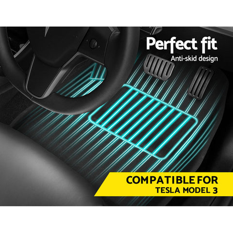 Weisshorn Car Rubber Floor Mats Compatible for Tesla Model 3 Front Rear