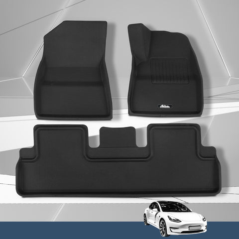 Weisshorn Car Rubber Floor Mats Compatible for Tesla Model 3 Front Rear