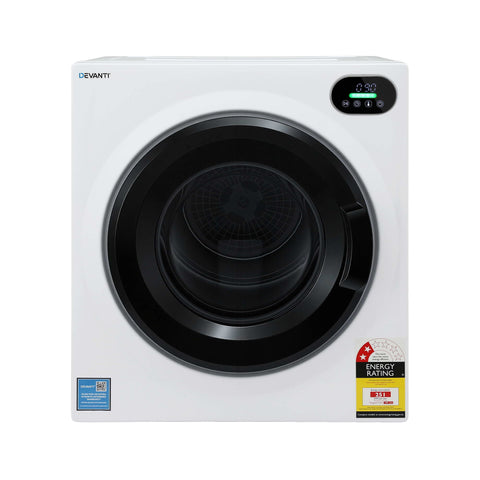 Devanti 6kg Tumble Dryer, Intelligent Touch Screen Clothes Dryer with 4 Drying Modes Stainless Steel Drum, 54x60x67.5cm