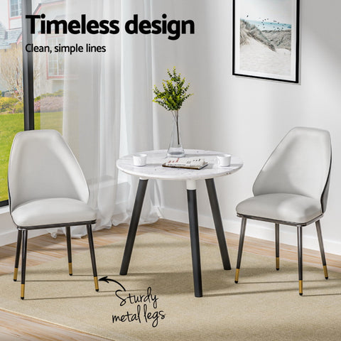 Artiss Dining Chairs Set of 4 Leather Seat Beige and Black