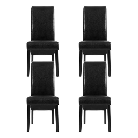 Artiss Dining Chairs Set of 2 Leather Parsons Chair Black