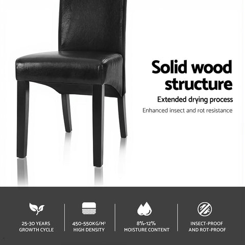 Artiss Dining Chairs Set of 2 Leather Parsons Chair Black