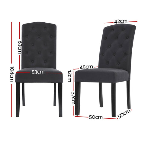 Artiss Dining Chairs Set of 4 Linen Parsons Chair Dark Grey