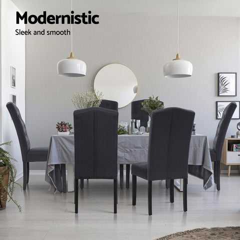 Artiss Dining Chairs Set of 4 Linen Parsons Chair Dark Grey