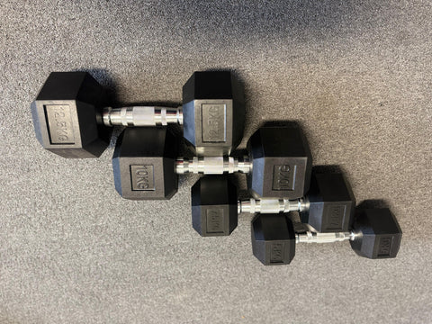 11 Pairs Hex Dumbbells PLUS Dumbbell Rack (385 kg | 5kg-30kg | 1.3m 3-tier Rack)