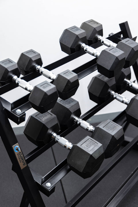 4 Pairs Hex Dumbbells PLUS Dumbbell Rack (100 kg | 5kg-20kg | 1.1m 3-tier Rack)