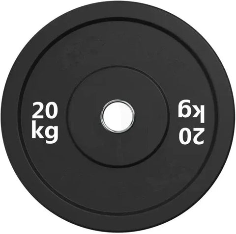 Black Olympic Bumper Plates - 100kg kit PLUS Olympic Barbell (2.2m | 20kg)