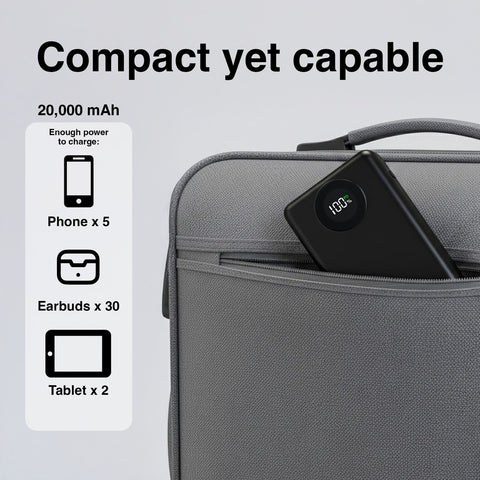 Laser 20000mAh Powerbank Battery Display Black