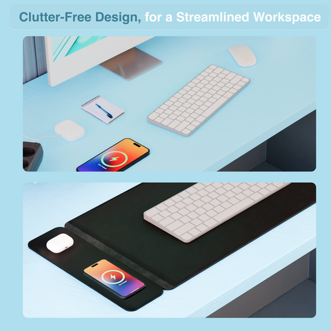 Laser Wireless Charging Desk Mat Black