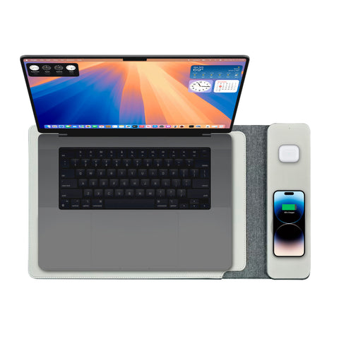 Laser Wireless Charging Laptop Sleeve Up to 16 Inch Grey