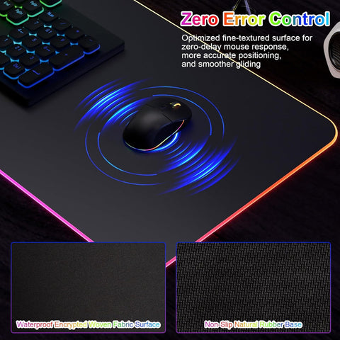 Wireless Charging Mouse Pad 15W RGB Gaming Mousepad Waterproof Desk Mat with Phone Holder 35.4''x11.8'' Extra Large Desk Pad Non-Slip Base Computer Keyboard Mat for PC Laptop, Black