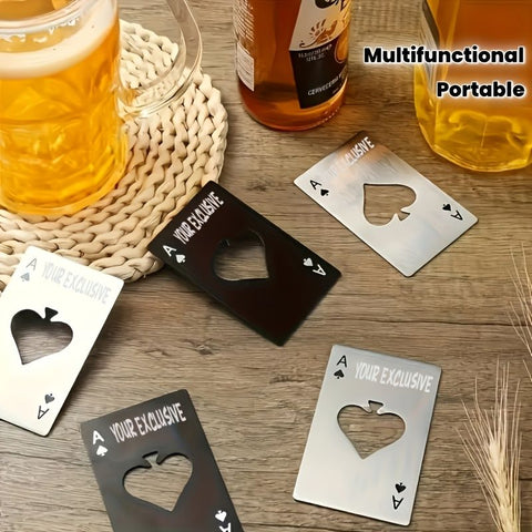 Silver Black Red playing card bottle opener, novelty bottle opener, compact bottle opener, stylish bar tool, stainless steel bottle opener, Australian market bar accessory, unique gift idea