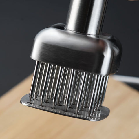Silver White meat tenderizer, stainless steel, kitchen tool, tender meat, cooking essential, Australian kitchen, beef tenderizer, chicken tenderizer, marinating tool, kitchen gadget