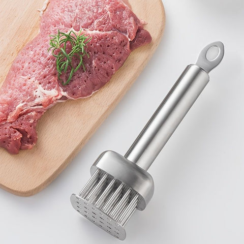 Silver White meat tenderizer, stainless steel, kitchen tool, tender meat, cooking essential, Australian kitchen, beef tenderizer, chicken tenderizer, marinating tool, kitchen gadget