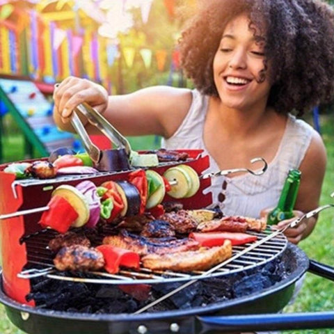 BBQ skewer set, outdoor barbecue Australia, stainless steel skewers, wooden handle skewers, portable skewer set, kebab sticks, grilling accessories