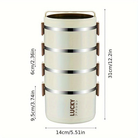 White stainless steel bento box, multi-layer lunch box, food storage container, Australian kitchenware, reusable lunch box, leak-proof food container