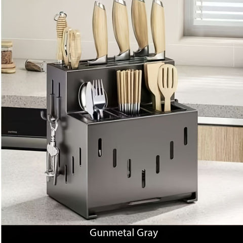 Gray kitchen knife storage rack, kitchen utensils organizer, knife holder, kitchen storage solution, high-quality kitchen rack, knife block organizer, countertop knife rack, Australian kitchen storage, kitchen tool organizer