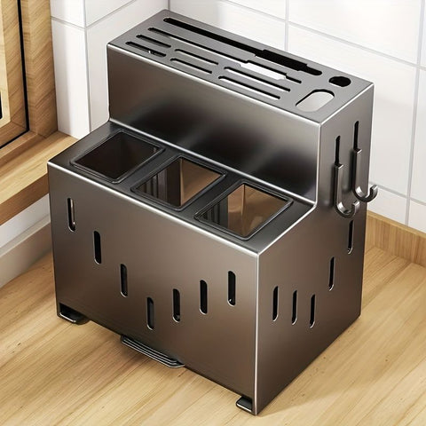 Gray kitchen knife storage rack, kitchen utensils organizer, knife holder, kitchen storage solution, high-quality kitchen rack, knife block organizer, countertop knife rack, Australian kitchen storage, kitchen tool organizer