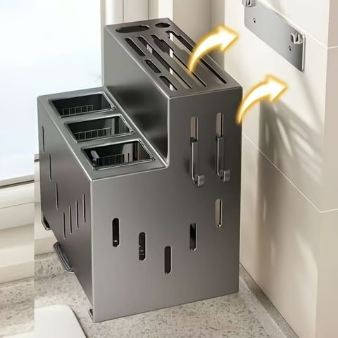 Gray kitchen knife storage rack, kitchen utensils organizer, knife holder, kitchen storage solution, high-quality kitchen rack, knife block organizer, countertop knife rack, Australian kitchen storage, kitchen tool organizer