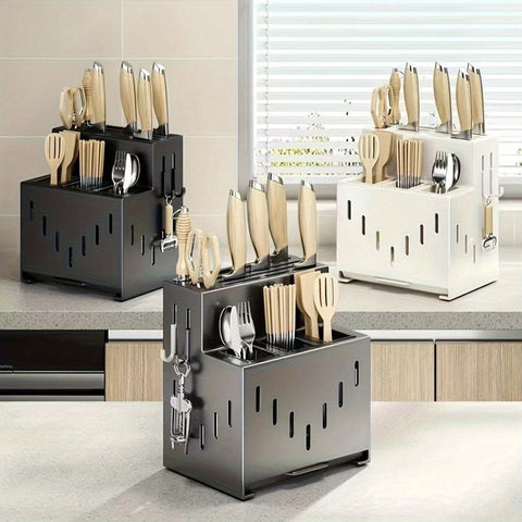 Gray kitchen knife storage rack, kitchen utensils organizer, knife holder, kitchen storage solution, high-quality kitchen rack, knife block organizer, countertop knife rack, Australian kitchen storage, kitchen tool organizer
