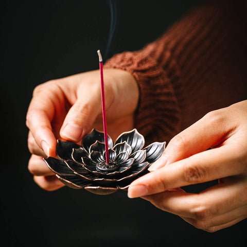 3 Pack Brass Lotus Incense Holder, Incense Sticks Burner, Incense Ash Catcher