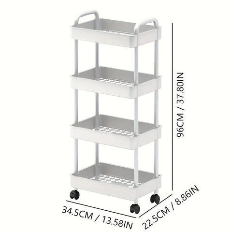 Five-Tier Rolling Cosmetics Storage Rack - Made of durable plastic, equipped with 360-degree swivel casters, strong load-bearing capacity - Suitable for bathroom, bedroom, kitchen, and home storage | black