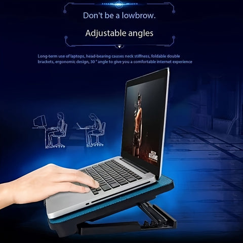 **Fully Compatible Laptop Stand｜Dual-Fan Cooling + Ergonomic Angle Adjustment, All-in-One Portable Design for Work, Gaming, and Entertainment**