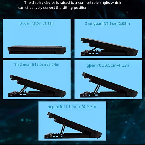 **Fully Compatible Laptop Stand｜Dual-Fan Cooling + Ergonomic Angle Adjustment, All-in-One Portable Design for Work, Gaming, and Entertainment**