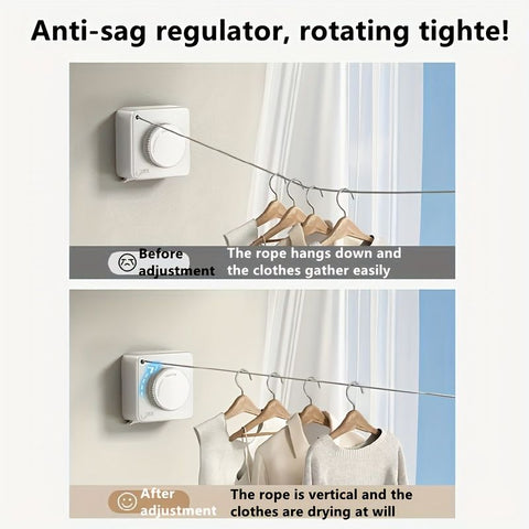 Gray Wall-Mounted Adjustable Clothes Hanger, Space-Saving Laundry Organizer