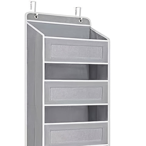 Storage Marvel in Black & Gray — 3-Tier Over-the-Door Organizer with 3 Large Pockets. Sturdy and Anti-Tip Design for Strong Load-Bearing. A Neat Solution for Bedroom, Bathroom & Storage Room.(BLACK)