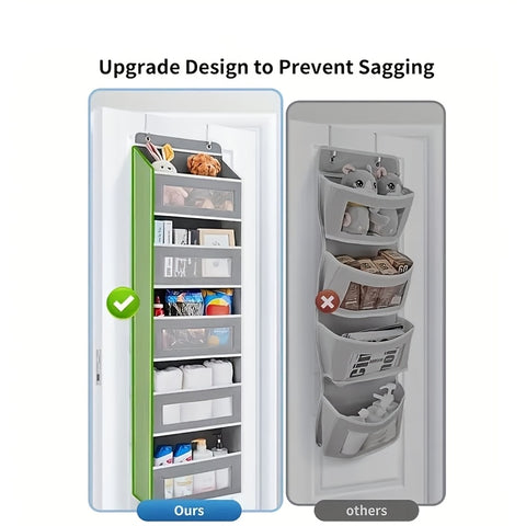 Storage Marvel in Black & Gray — 5-Tier Over-the-Door Organizer with 5 Large Pockets. Sturdy and Anti-Tip Design for Strong Load-Bearing. A Neat Solution for Bedroom, Bathroom & Storage Room.（BLACK）