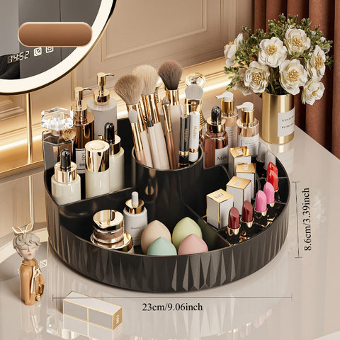 Rotatable Luxury Cosmetic Organizer Desk Large Capacity Skincare Storage Shelf Vanity Tidy Tray Cosmetic Storage Box（white）