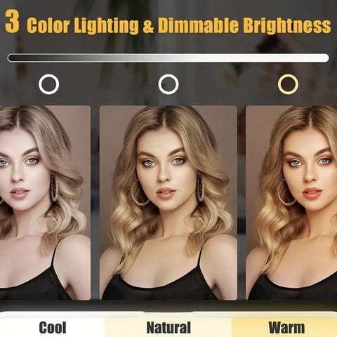 LED makeup mirror, portable travel mirror with foldable design and built-in lights, 3 lighting modes, intelligent adjustable light touch screen, USB rechargeable, portable illuminated beauty mirror, travel makeup stand with lights, bedroom makeup mirror,