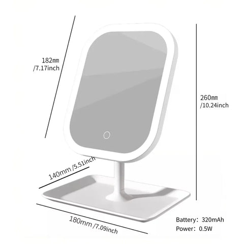 LED makeup mirror, portable travel mirror with foldable design and built-in lights, 3 lighting modes, intelligent adjustable light touch screen, USB rechargeable, portable illuminated beauty mirror, travel makeup stand with lights, bedroom makeup mirror,