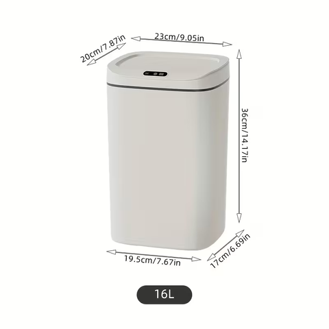 Intelligent sensor trash can, silent and gradual descent - odor-proof, multiple capacity options (14 liters), suitable for kitchens, bathrooms, living rooms, offices - battery-powered (requires AA batteries, batteries not included), waterproof rating: IPX