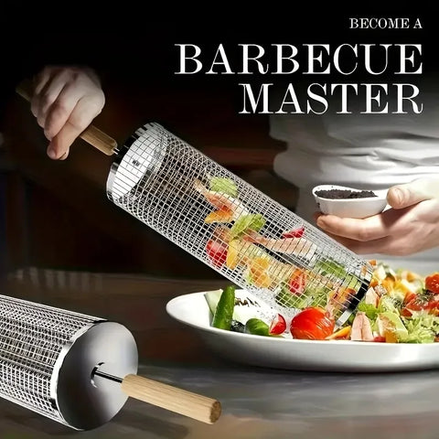 stainless steel BBQ grill, anti-scald design (barbecue basket + barbecue fork + hook) barbecue tool set, portable outdoor barbecue essential items, barbecue camping barbecue accessories, covered outdoor barbecue basket, suitable for camping and outdoor BB