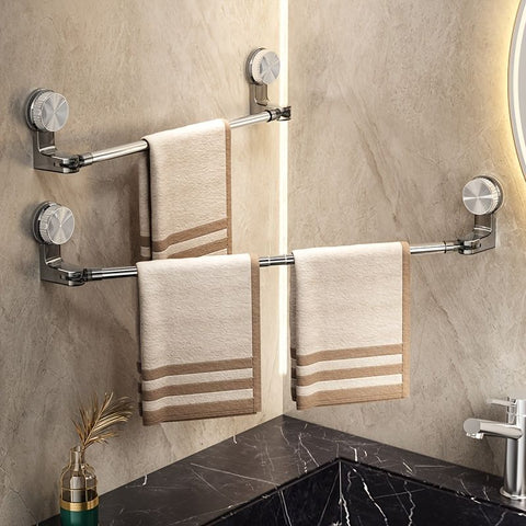 Stainless steel non-drilling towel rack, retractable bathroom suction cup storage rack, strong adhesive strong load-bearing, multi-function shower rack suitable for shower room, balcony storage, home storage god