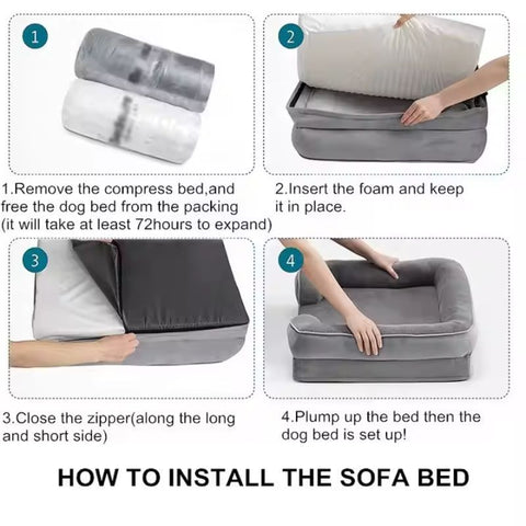 1 piece set XL size 102*80*18cm orthopedic foam dog bed, designed for super large dogs, C-shaped orthopedic dog bed, washable dog sofa bed, with removable cover and non-slip bottom, with supportive foam sofa design, suitable for pet dogs, cats, rabbits, c