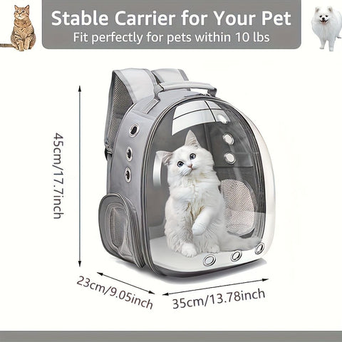 1 space capsule pet backpack - breathable transparent travel carry-on box, suitable for cats and small dogs, with zipper, portable, suitable for outdoor exploration, pet carry-on box, modern pet accessories, secure zipper closure