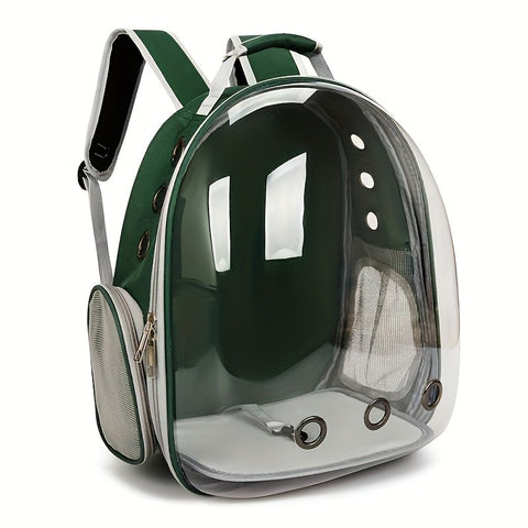 1 space capsule pet backpack - breathable transparent travel carry-on box, suitable for cats and small dogs, with zipper, portable, suitable for outdoor exploration, pet carry-on box, modern pet accessories, secure zipper closure