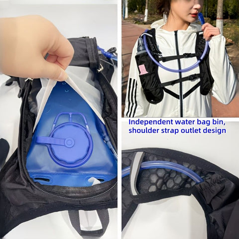 2-piece set (backpack + water bag) New outdoor sports water bag backpack, lightweight design, independent water bag compartment, hiking backpack, marathon water bag backpack, bicycle water bag bag