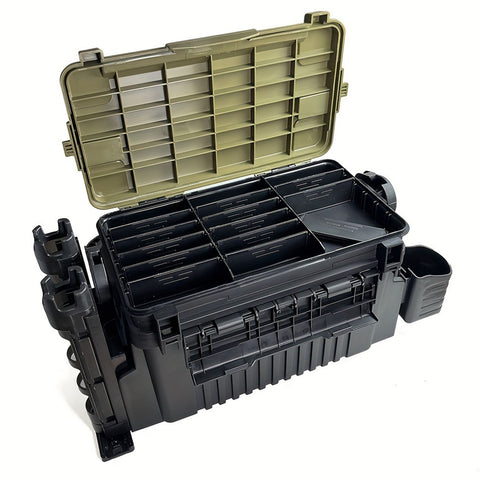 Double-layer multi-function outdoor storage fishing box, can be used as a stool, convenient storage of various fishing lines, bait, live fish.