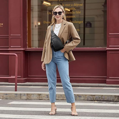 Black Faux Leather Sling Bag: Unisex, Spacious, Reversible Crossbody for Aussies